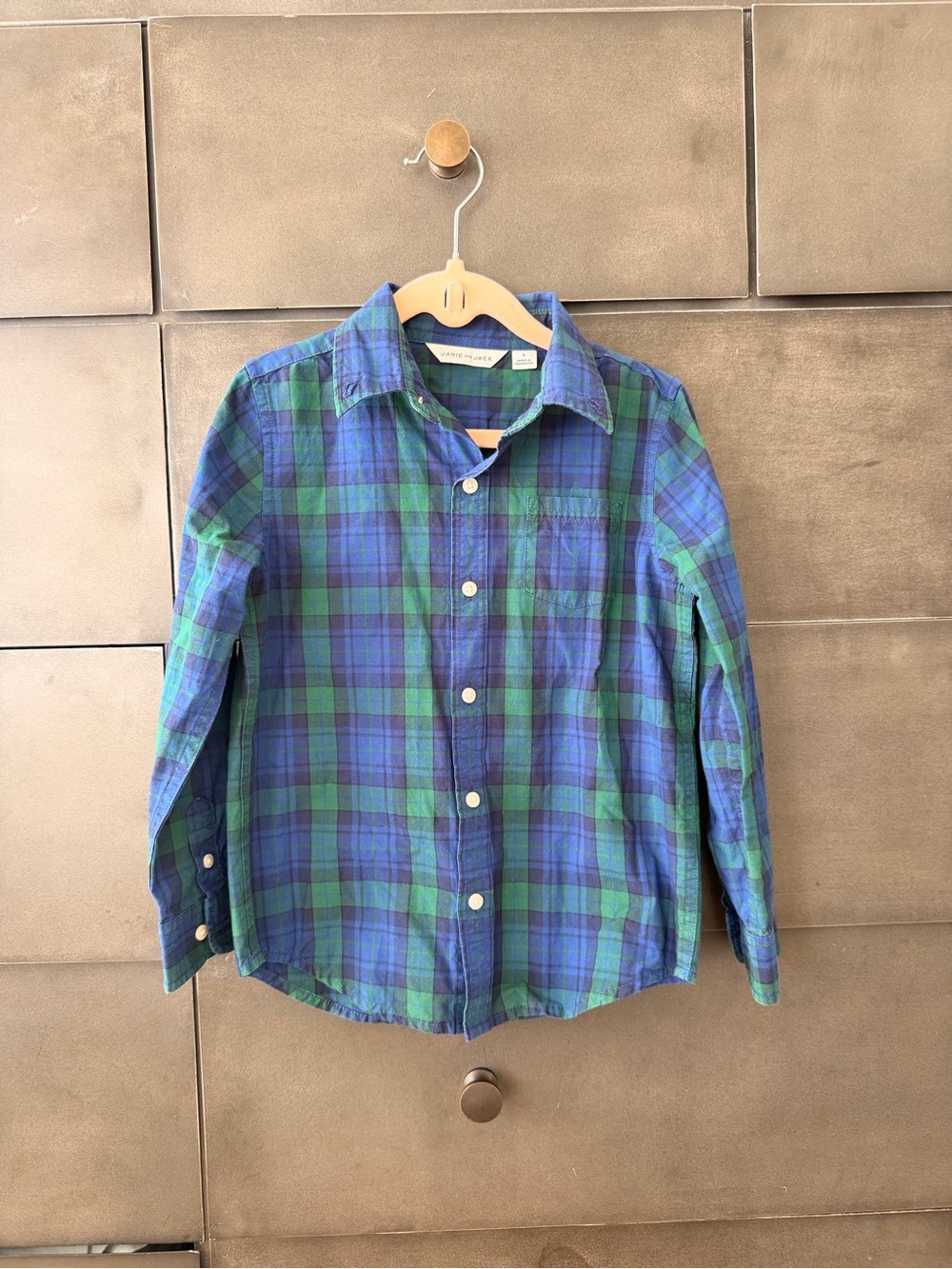 Janie and Jack Blue and Green Plaid Button-Down Shirt - Picture 2 of 5